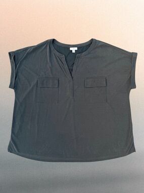 J. Jill Olive Green Short Sleeve So-Soft Knit Camp Shirt ~ Women’s 2X